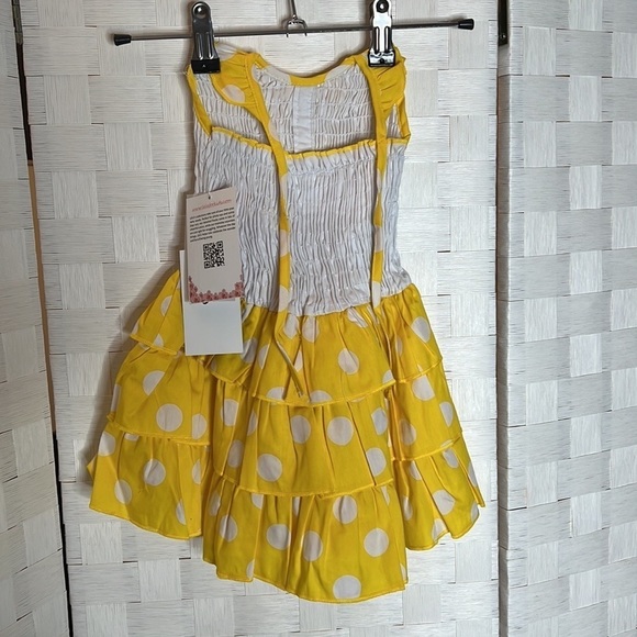 YELLOW 3 Tiers Ruffles Tutu Cotton Dress - Picture 8 of 8